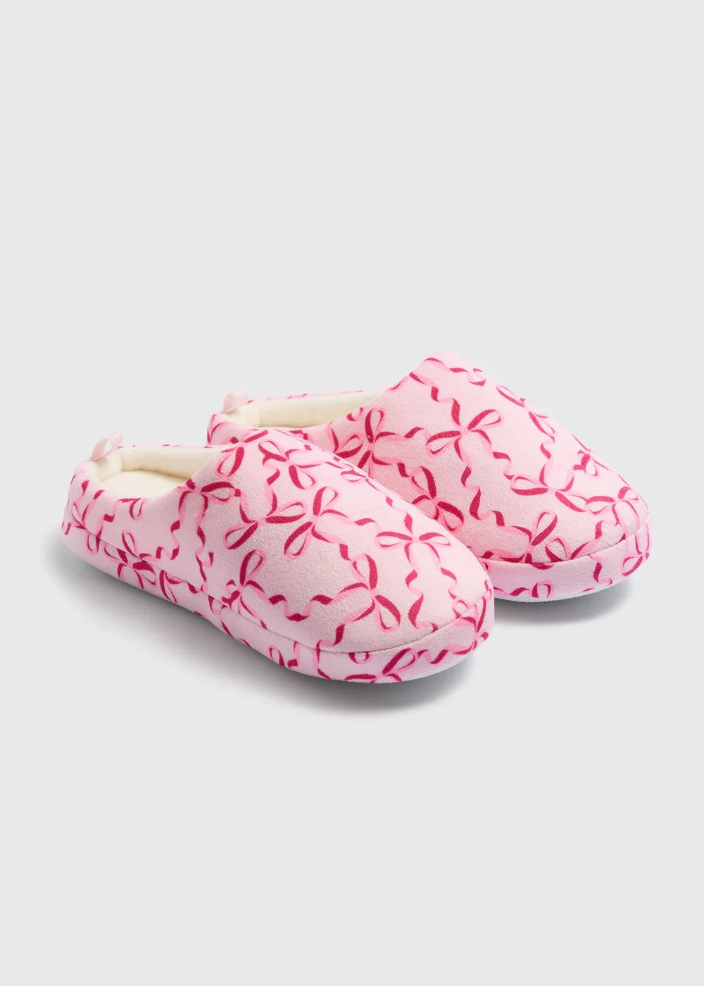 Girls Pink Bow Mule Slippers (Younger 10-Older 5) - 10 Infants Image 1