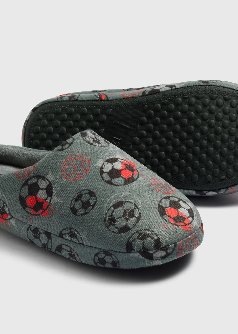 Boys Grey Football Mule Slippers (Younger 10-Older 6) - 10 Infants Image 2