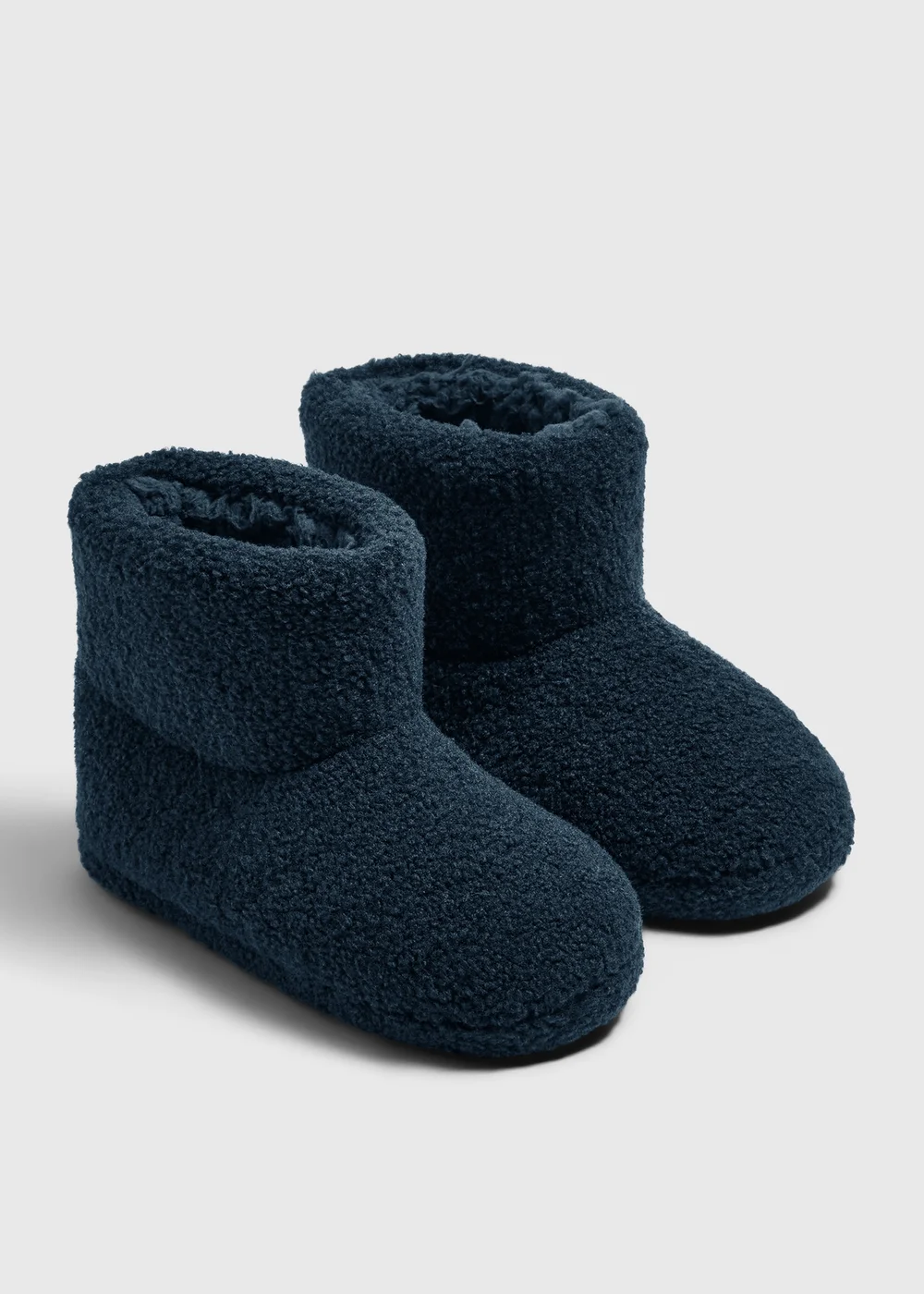 Girls Navy Borg Boot Slippers (Younger10-Older6) - 10 Infants Image 1
