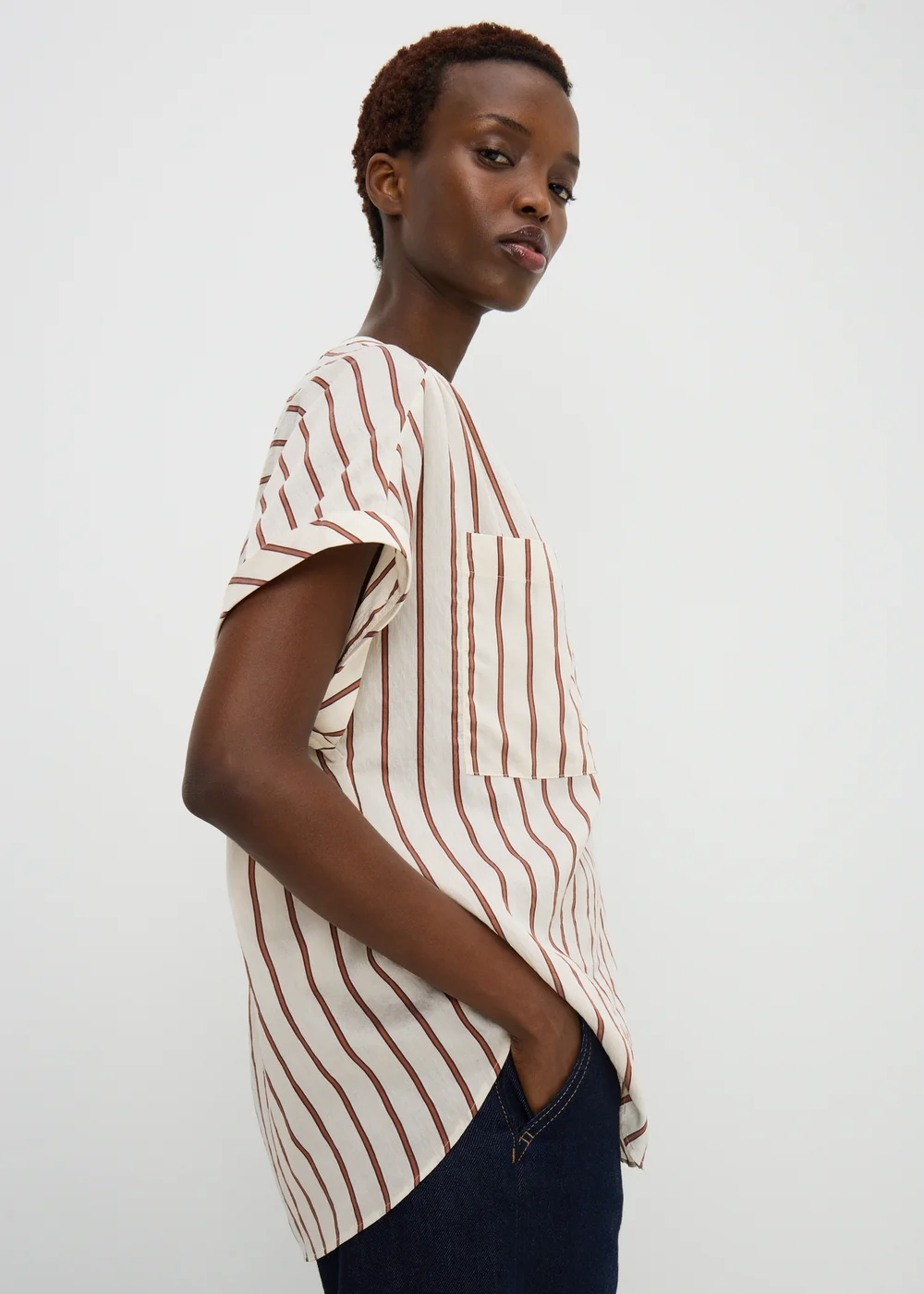 Cream Stripe Utility Blouse - 8 Image 2