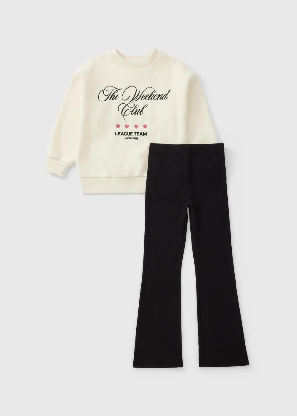 Girls Cream Graphic Sweatshirt & Flared Leggings Set (7-15yrs - 7 Yrs Image 1