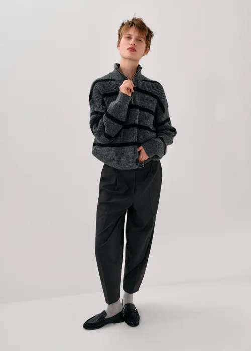 Dark Grey Barrel Leg Trousers - 8/L29 Image 2
