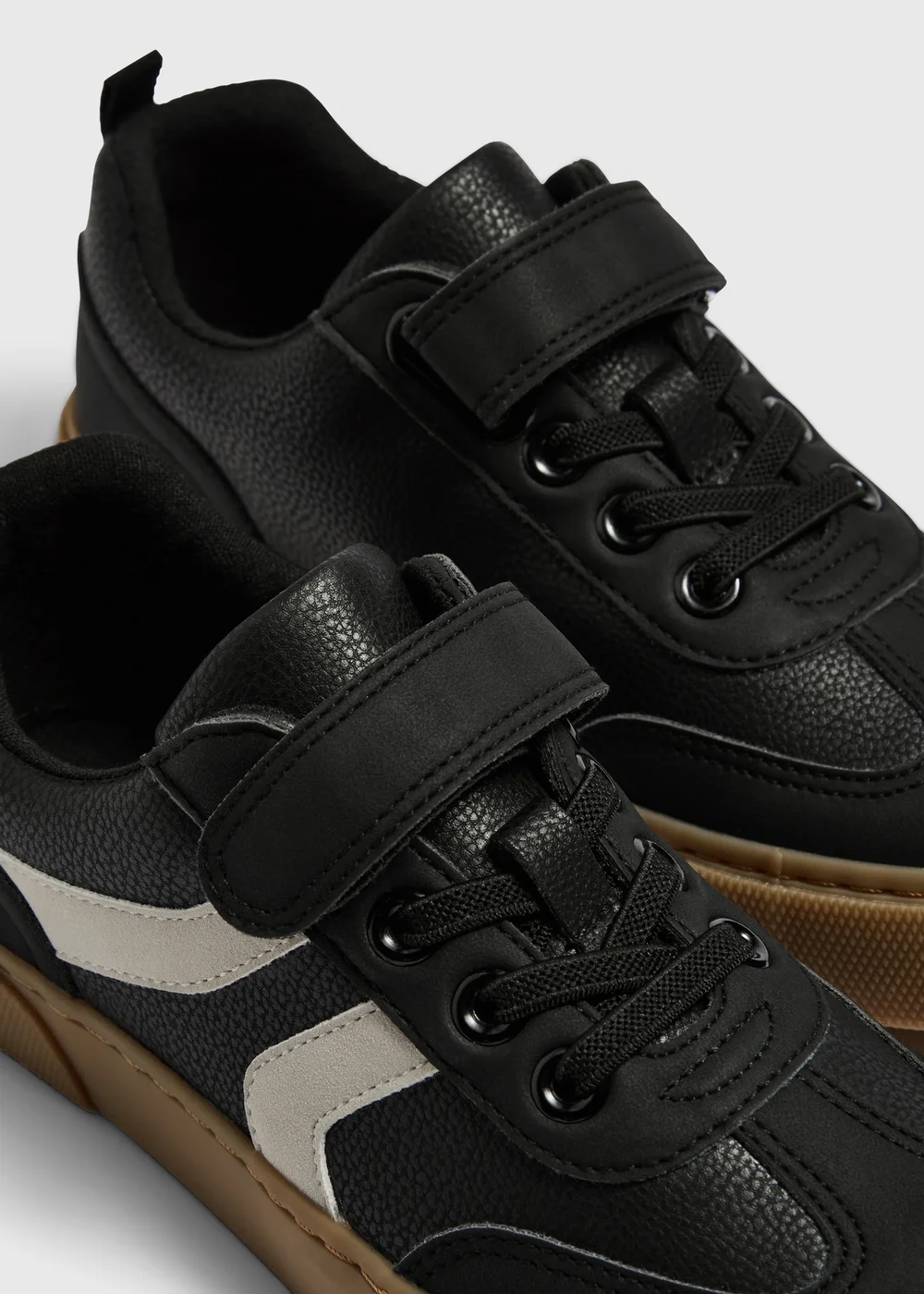 Boys Black Smart Faux Leather Trainers (Younger 12-Older 6) - 12 Infants Image 2