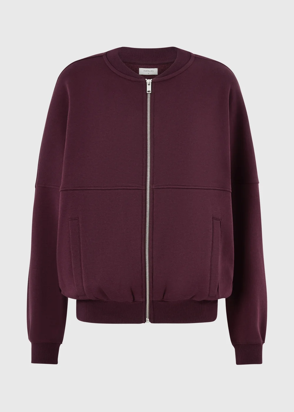 Burgundy Zip Through Crew Neck Jacket - XS Image 4
