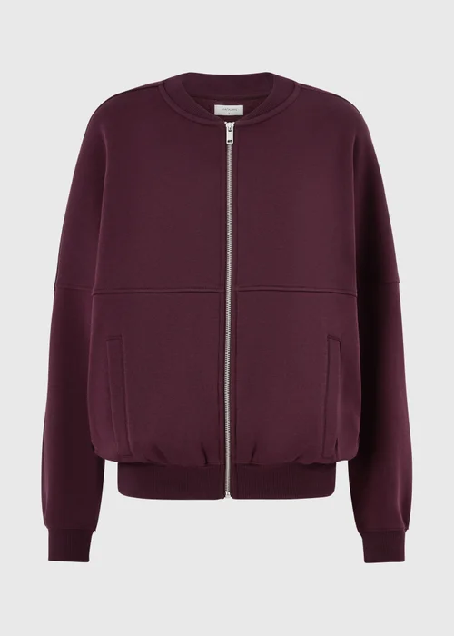 Burgundy Zip Through Crew Neck Jacket - XS Image 4