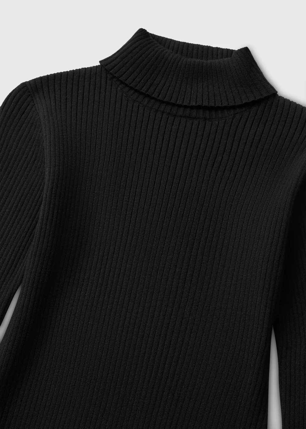 Girls Black Rib Knitted Roll Neck Top (7-15yrs) - 7 Yrs Image 2