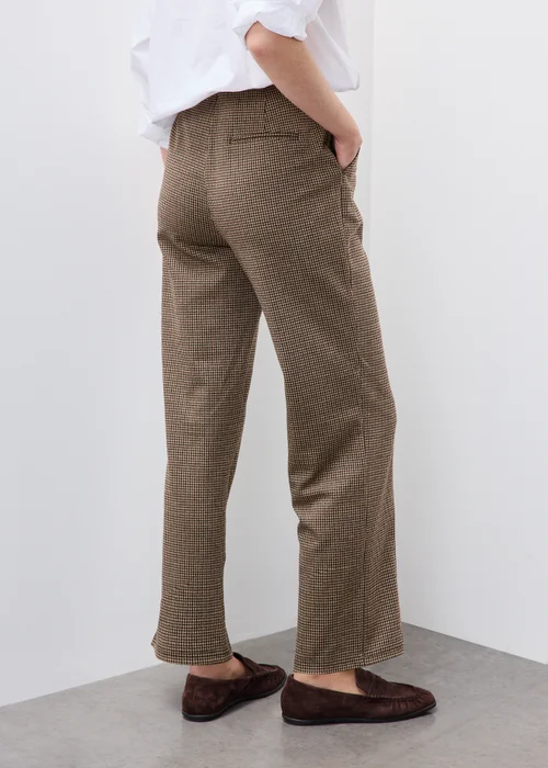 Camel Jacquard Straight Leg Trousers - 8/L29 Image 2