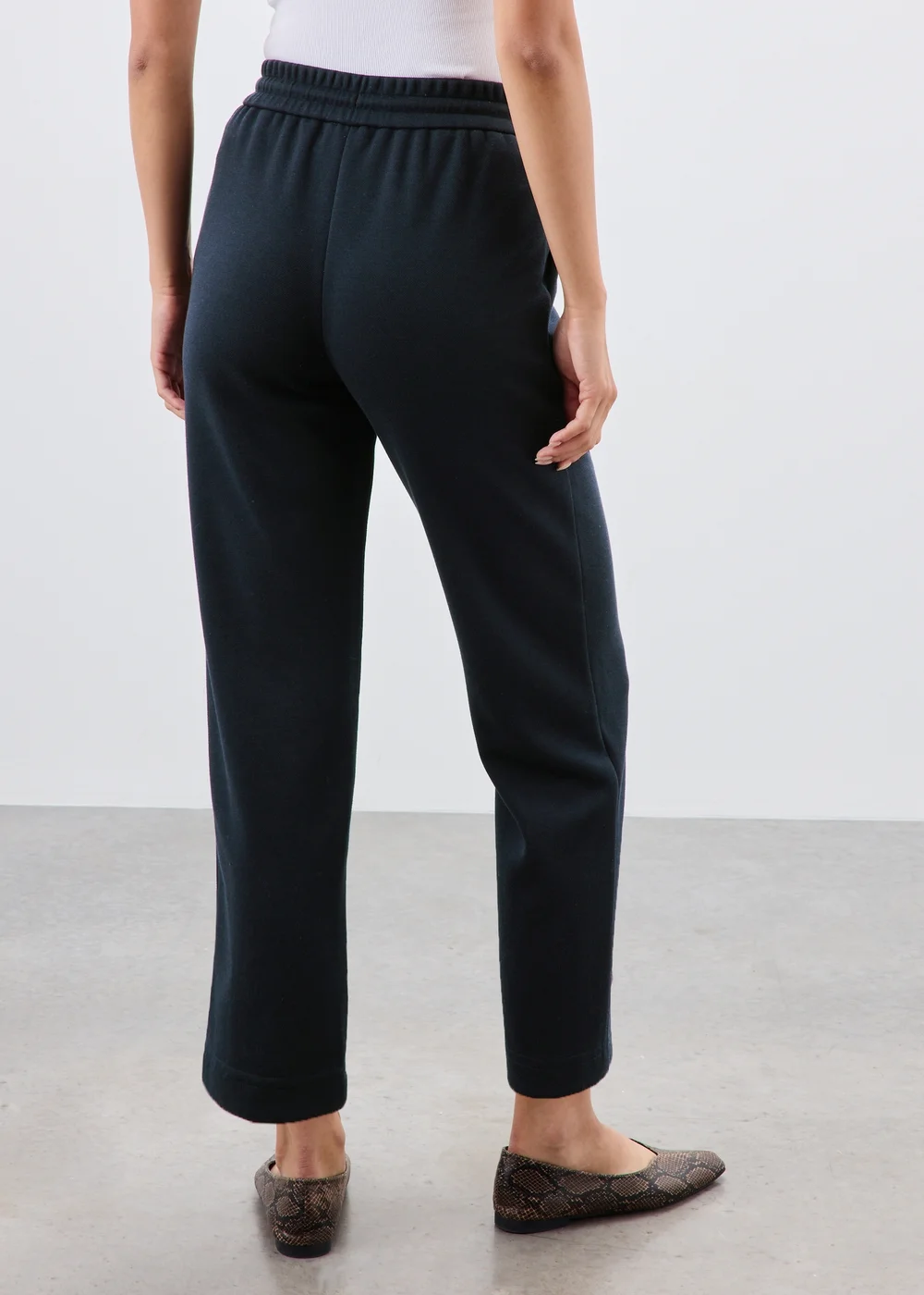 Navy Ponte Pique Tapered Co Ord Trousers - 12/L29 Image 2