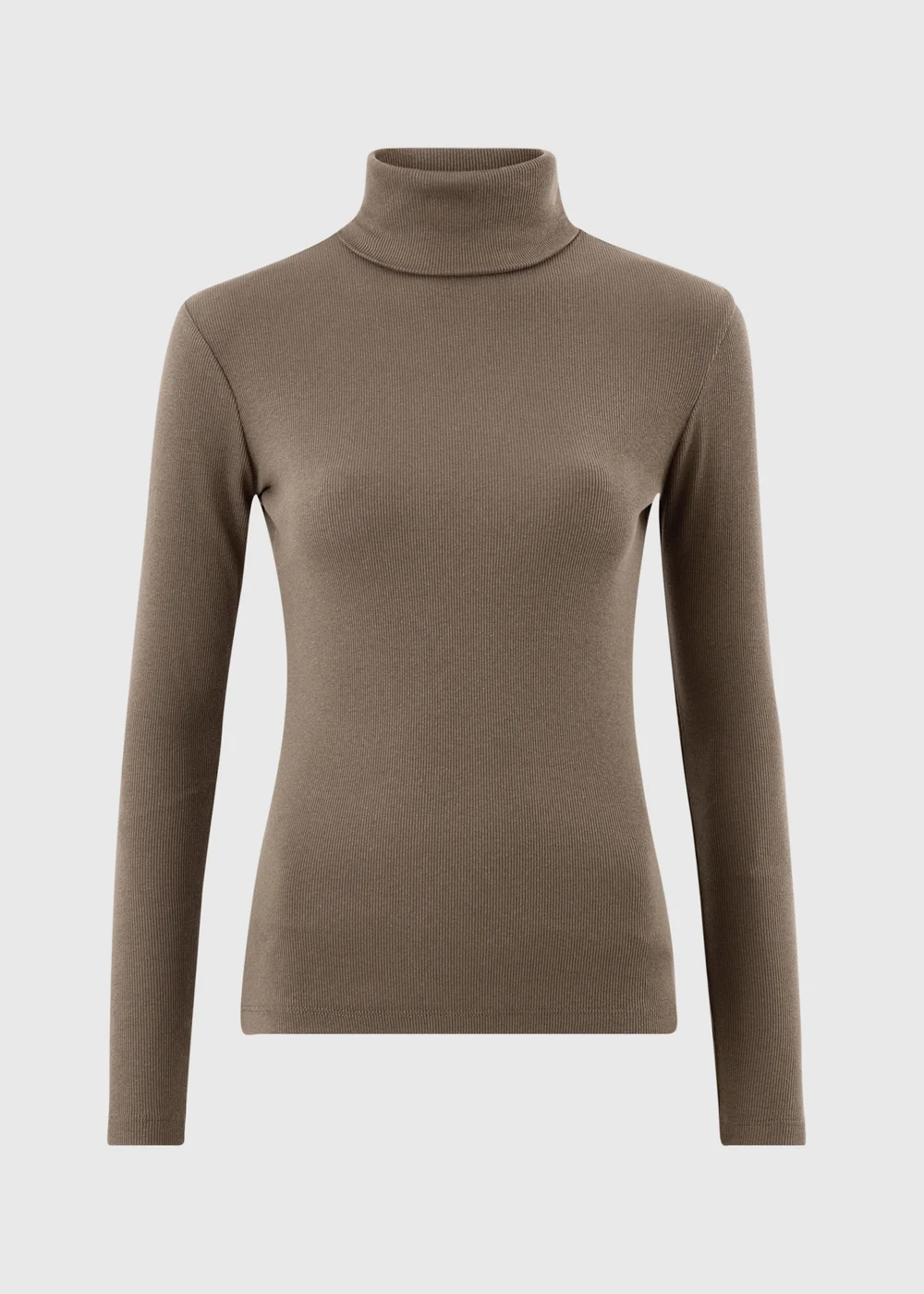 Dark Brown Roll Neck Fitted Top - 8 Image 1