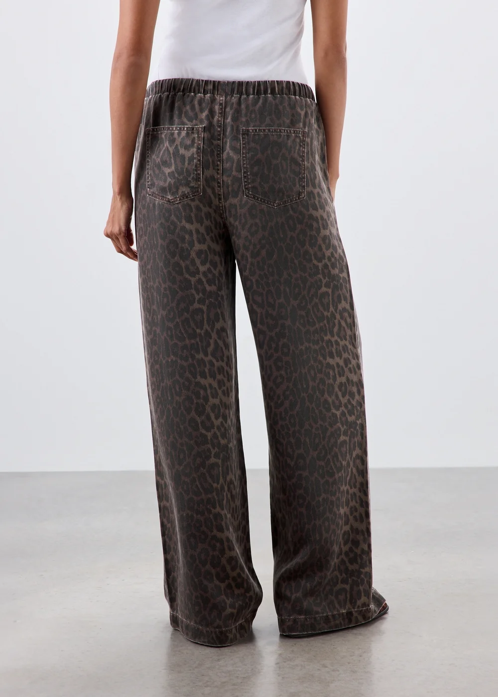 Chocolate Brown Leopard Print Mid Rise Wide Leg Comfort Jeans - 24/L29 Image 1
