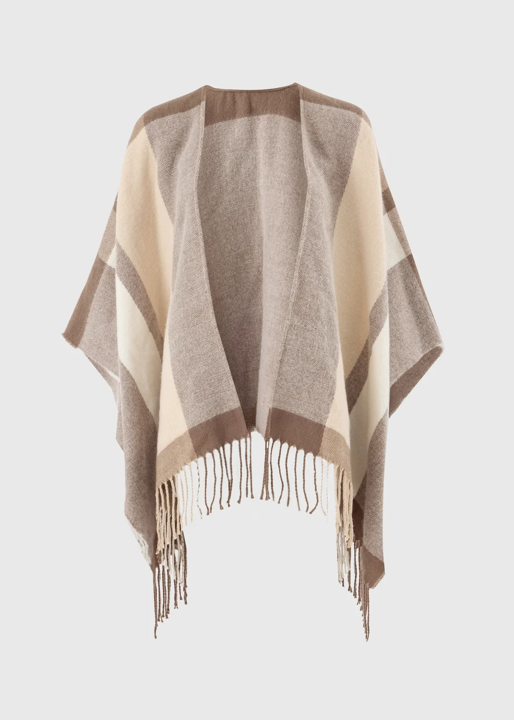 Beige Check Lightweight Shawl - One Size Image 1
