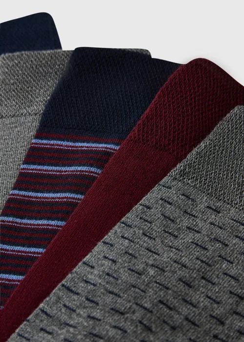 5 Pack Burgundy Flexi Top Socks - 6-8.5 Image 2