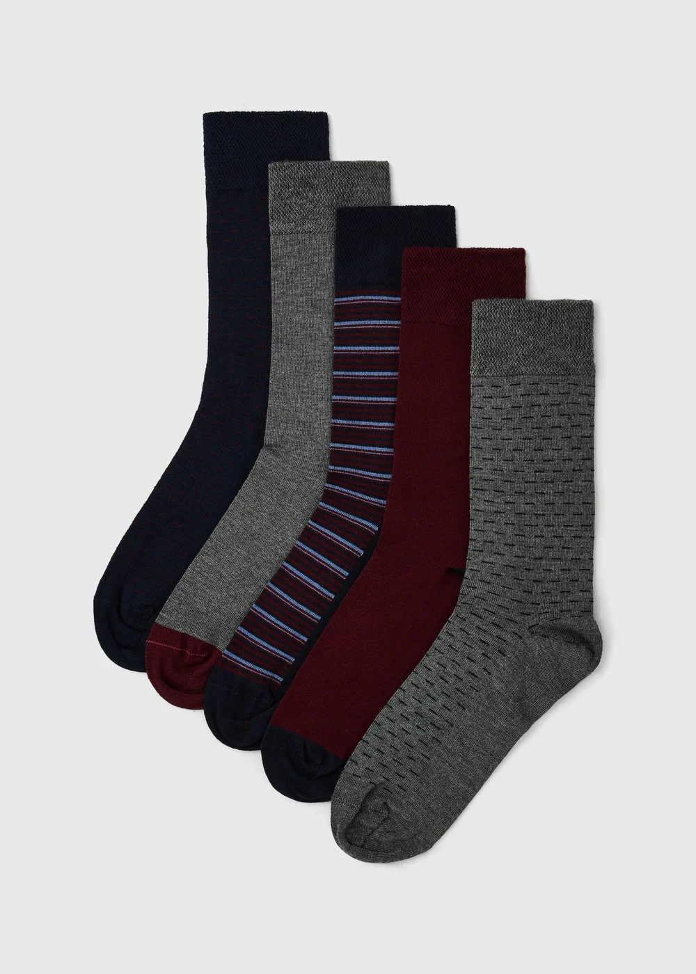 5 Pack Burgundy Flexi Top Socks - 6-8.5 Image 1