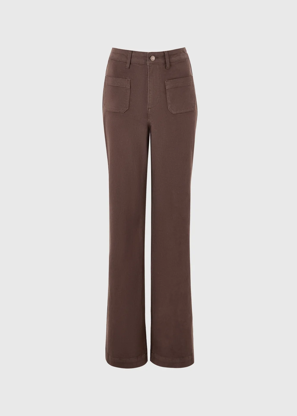 Chocolate Brown Stretch Pocket Front Mid Rise Wide Leg Jeans - 8/L29 Image 4