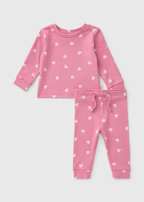 Baby Pink Heart Top & Leggings Set (0-23mths) - Up to 1 Month Image 1