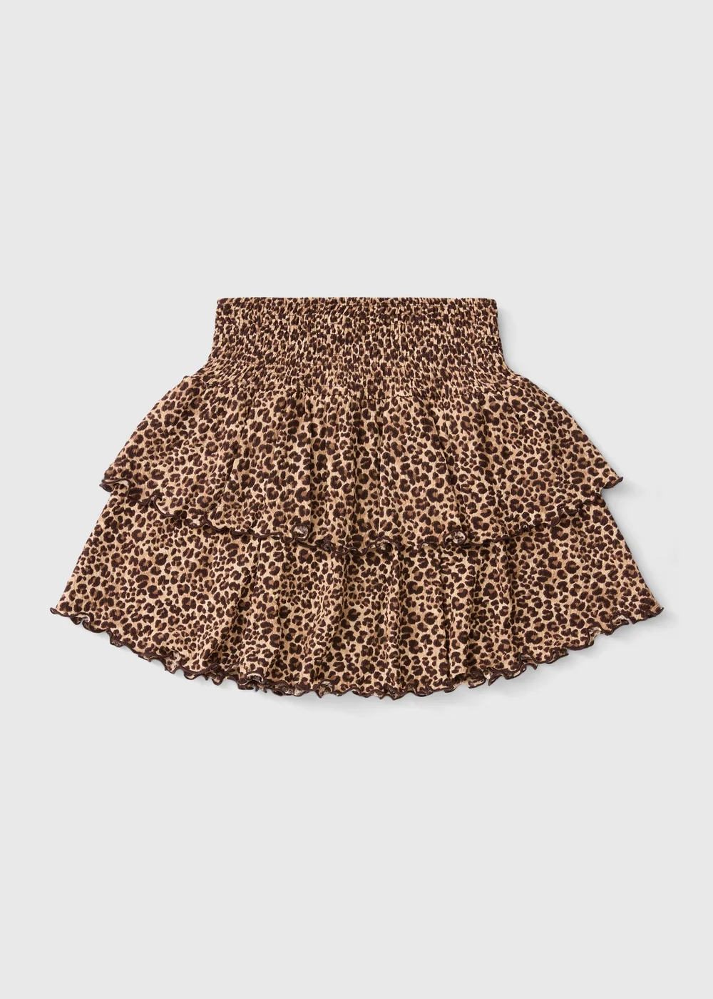 Girls Brown Leopard Crinkle Mini Rara Skirt (7-15yrs) - 9 Yrs Image 1