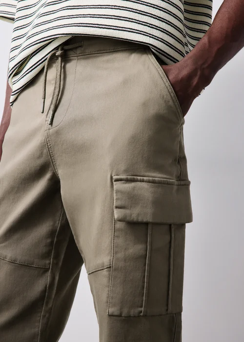 Khaki Knitted Cargo Trousers - 30 R Image 4