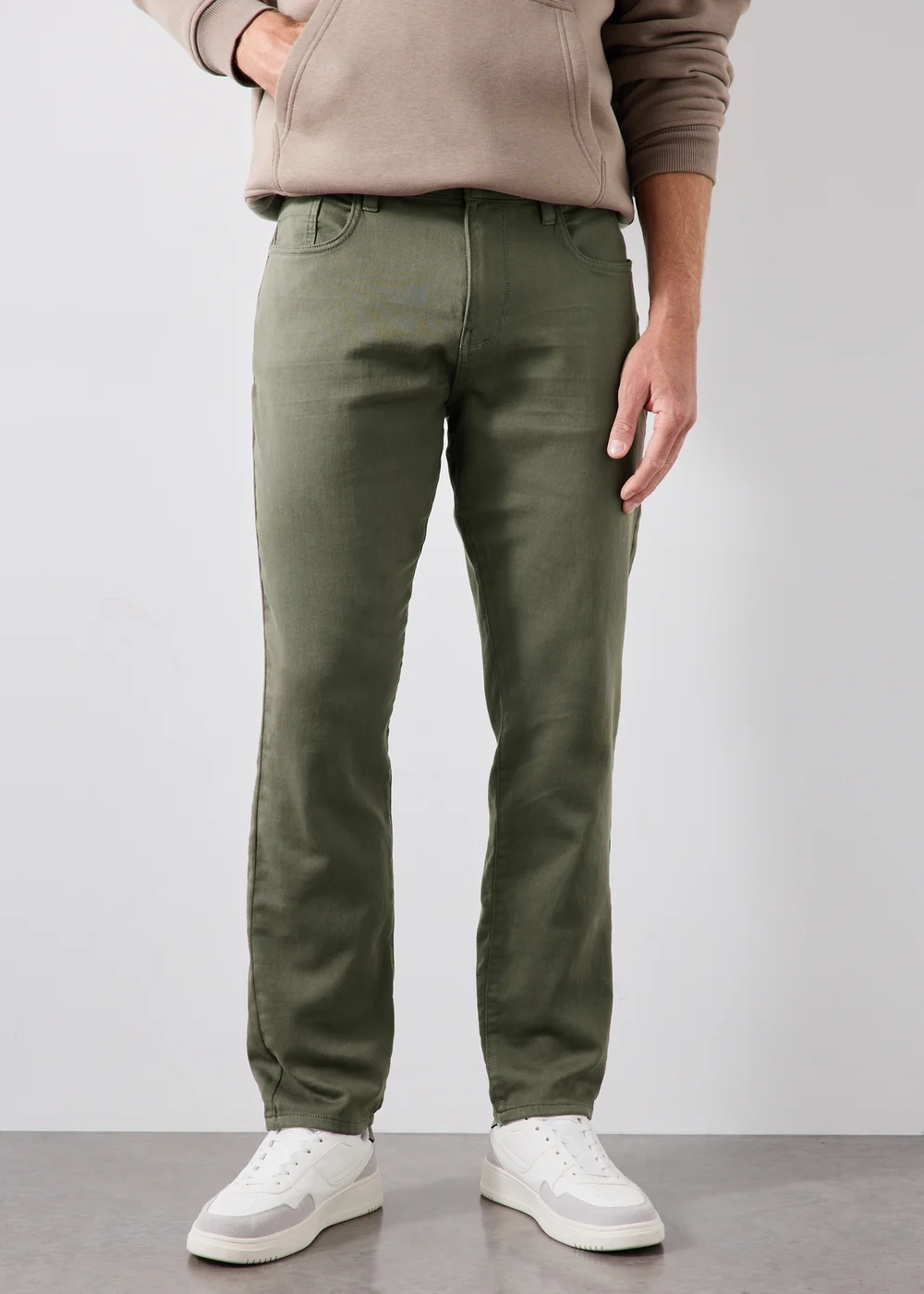 Khaki Straight Leg Trousers - 30 R Image 1
