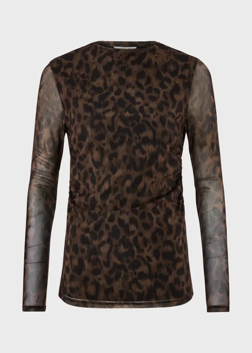 Brown Animal Print Mesh Top - 8 Image 4