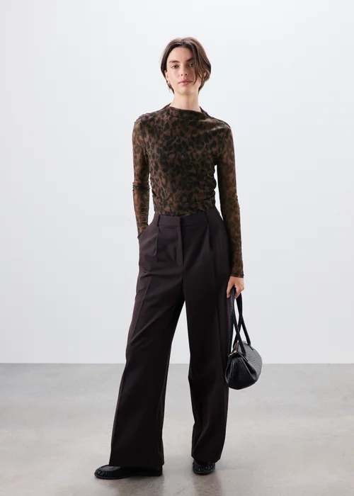 Brown Animal Print Mesh Top - 8 Image 2
