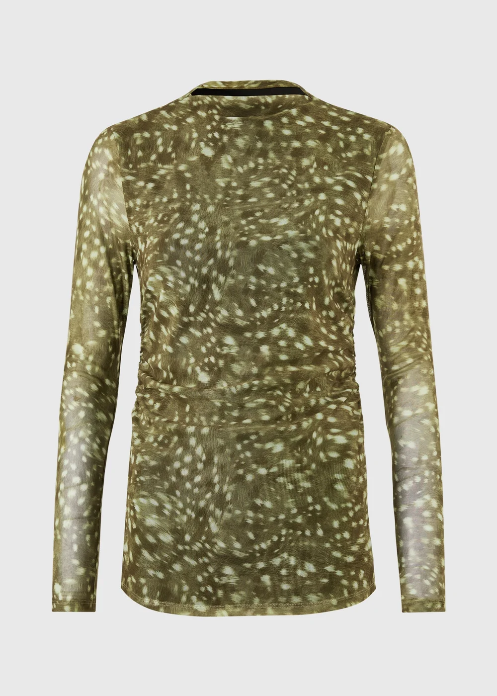 Khaki Animal Print Mesh Top - 8 Image 3