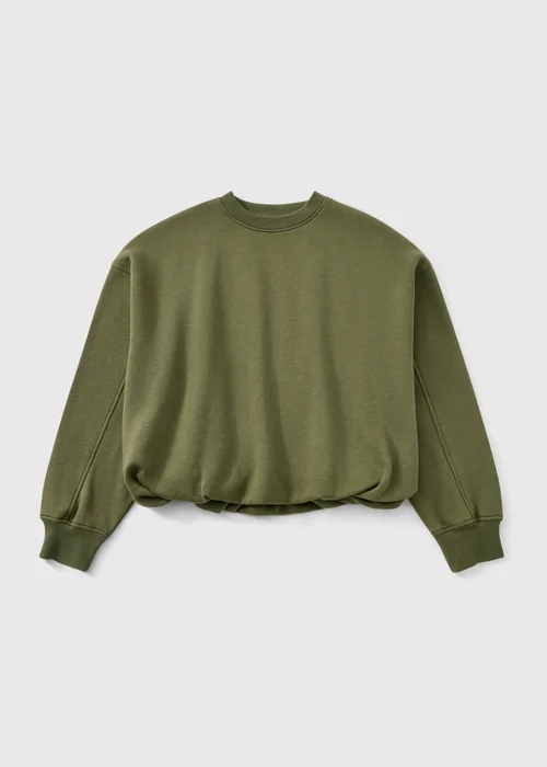 Khaki Bubble Hem Sweatshirt - XS Image 2
