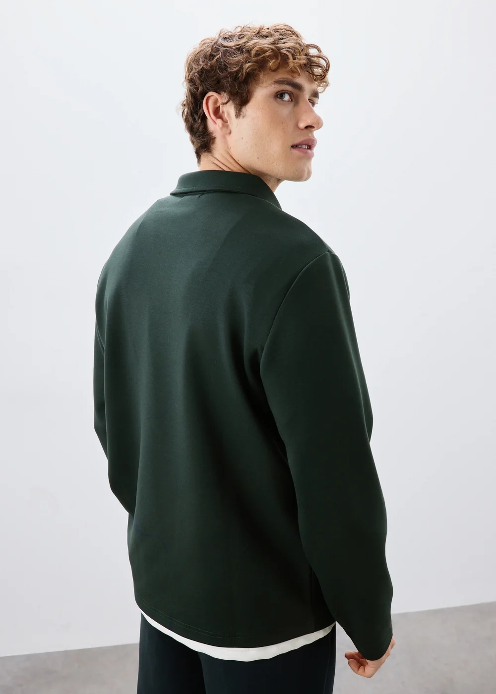 Green Long Sleeve Polo - S Image 3