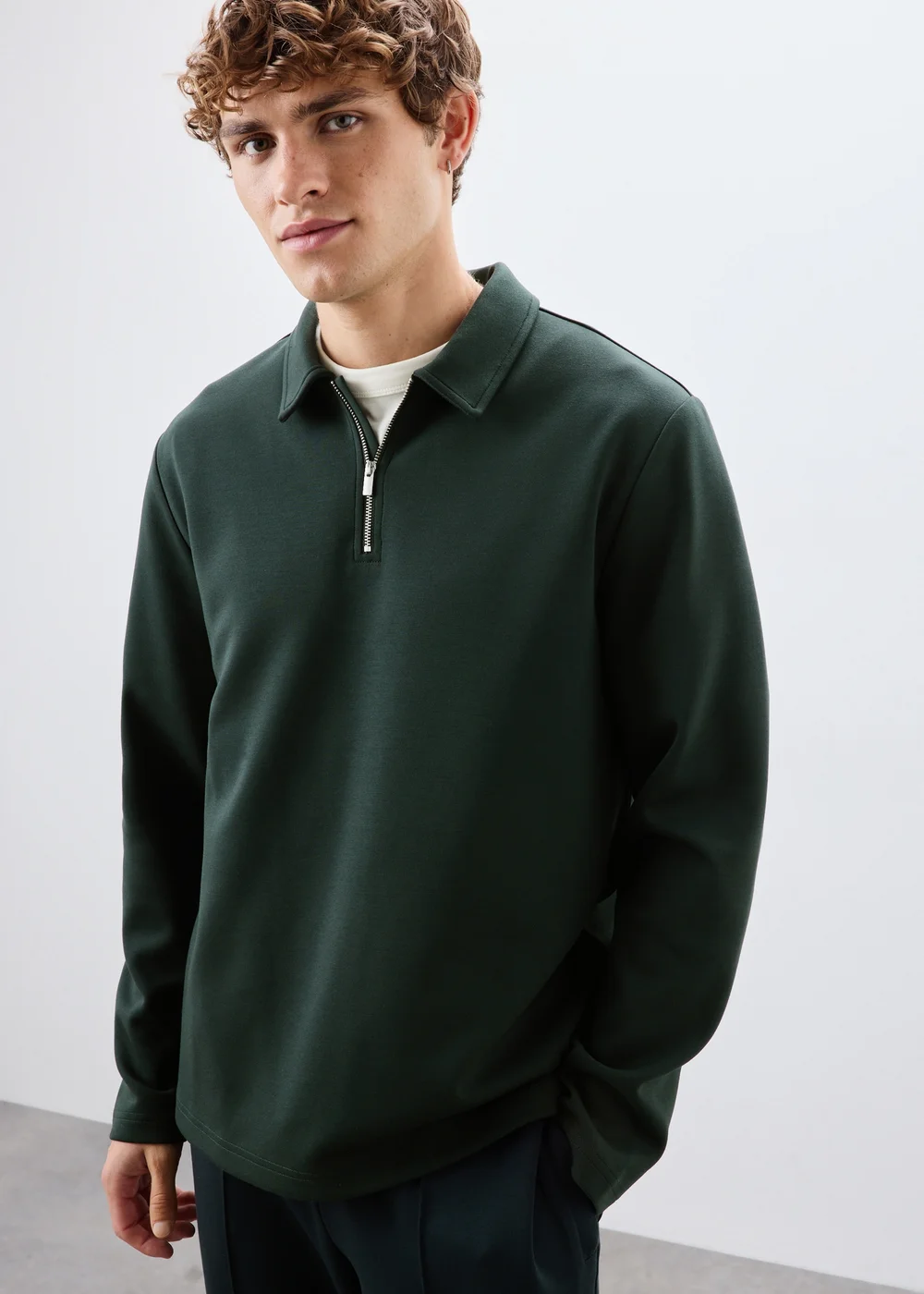 Green Long Sleeve Polo - S Image 1