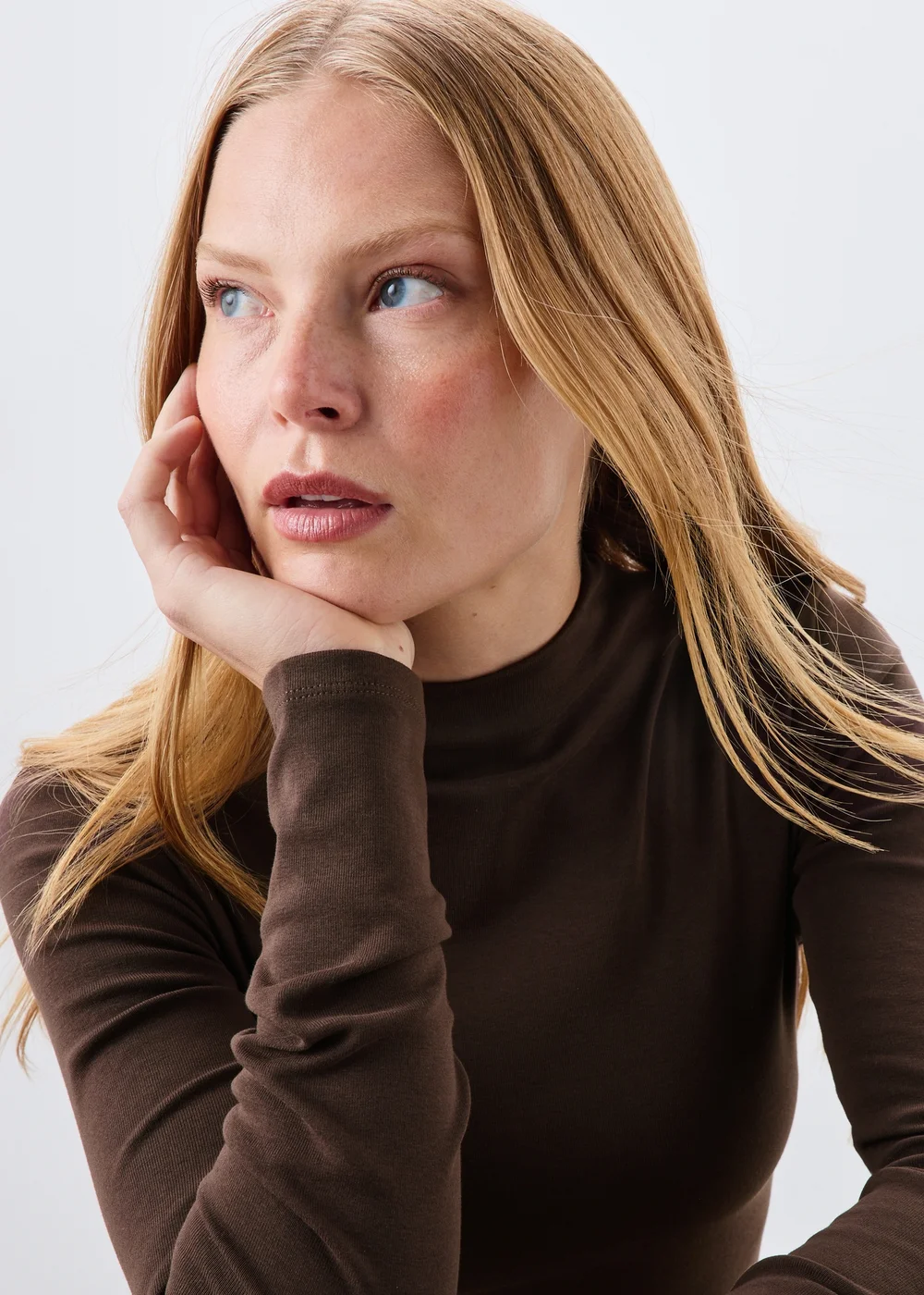 Chocolate Brown Funnel Neck Top - 8 Image 3