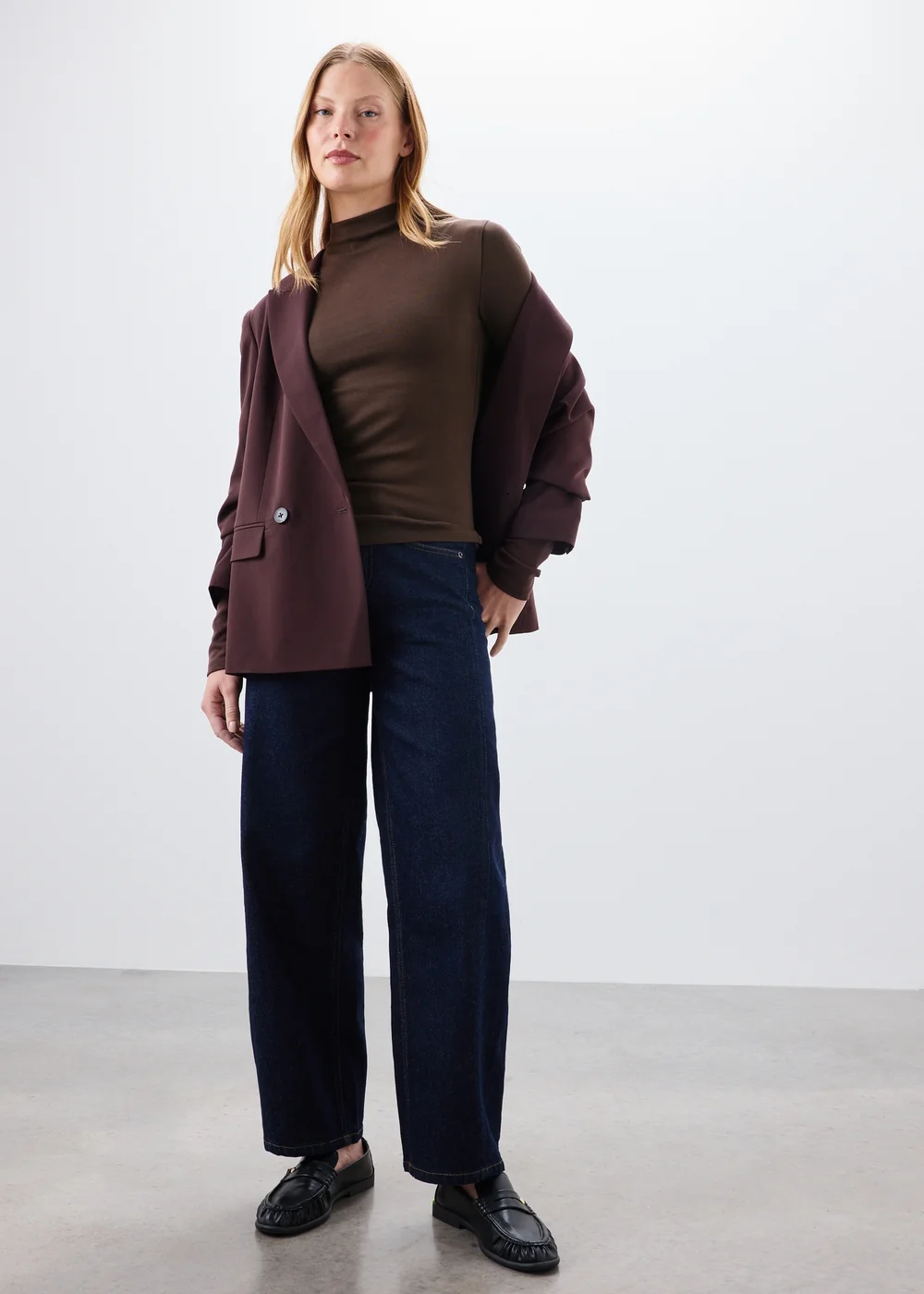 Chocolate Brown Funnel Neck Top - 8 Image 4