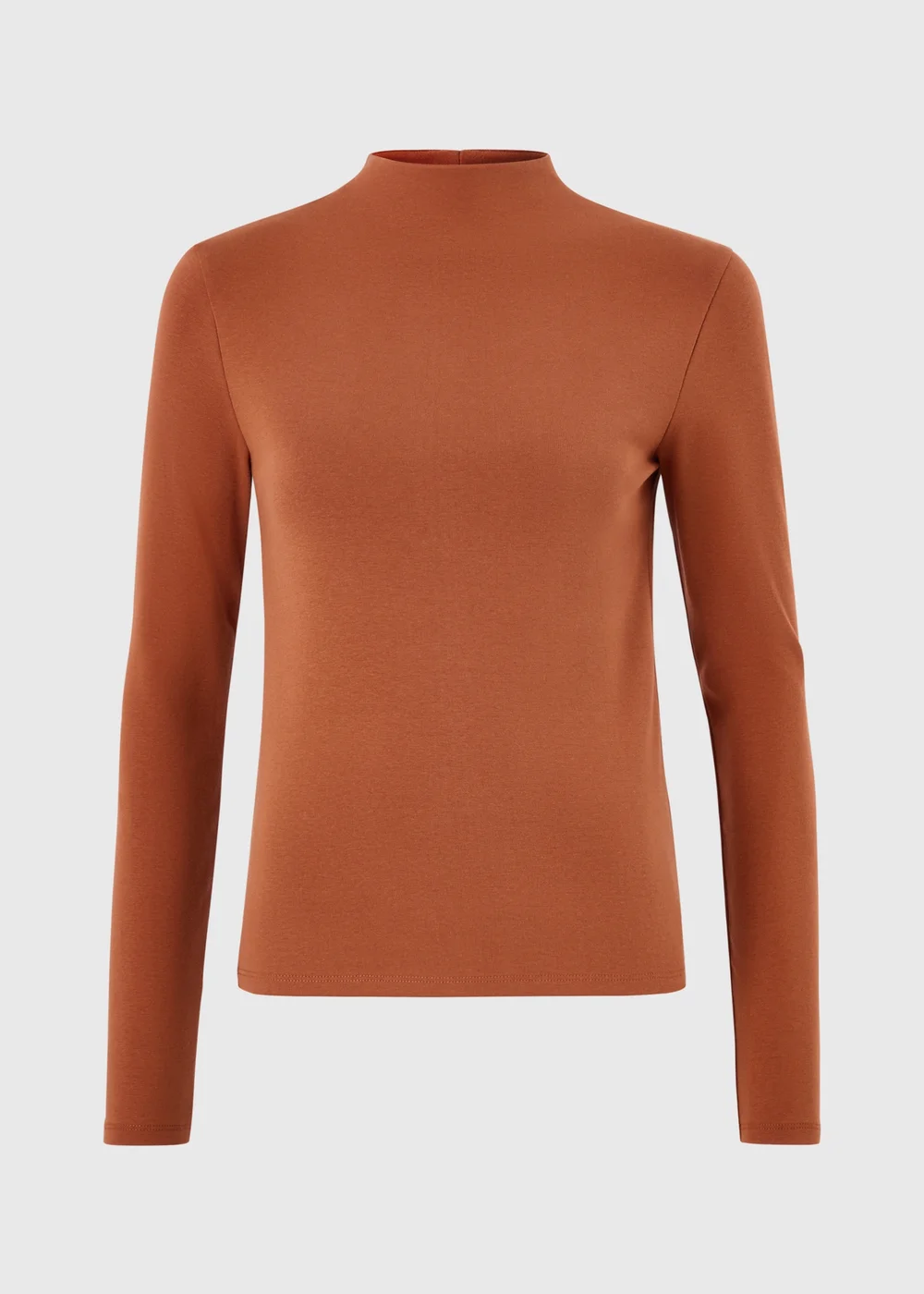 Orange Funnel Neck Long Sleeve Top - 8 Image 1