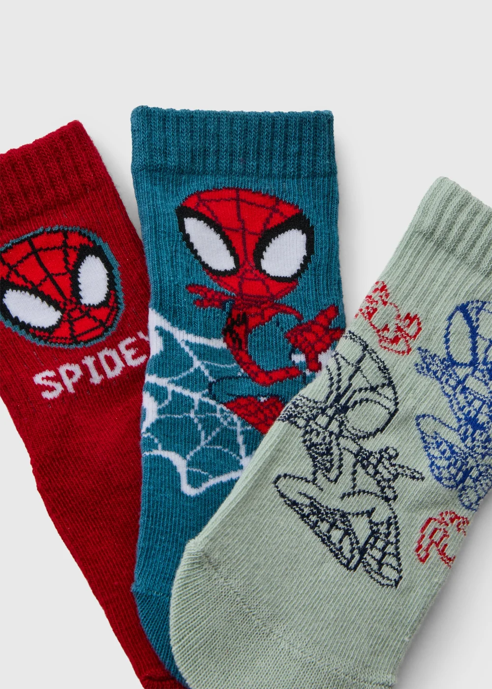 3 Pack Boys Multicoloured Spidey Socks (Younger 3-12) - 3-5.5 Image 2
