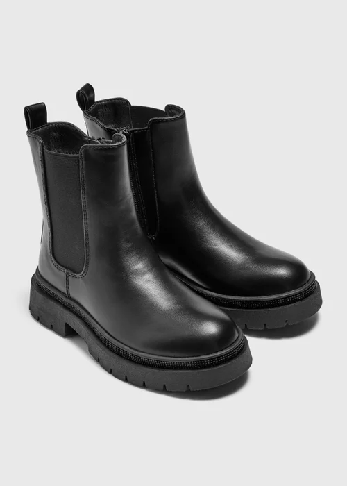 Black Faux Leather Chelsea Boots - 10 Infants Image 1