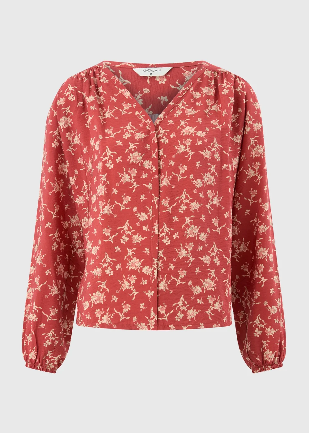 Red Ditsy Floral Popover Blouse - 8 Image 4