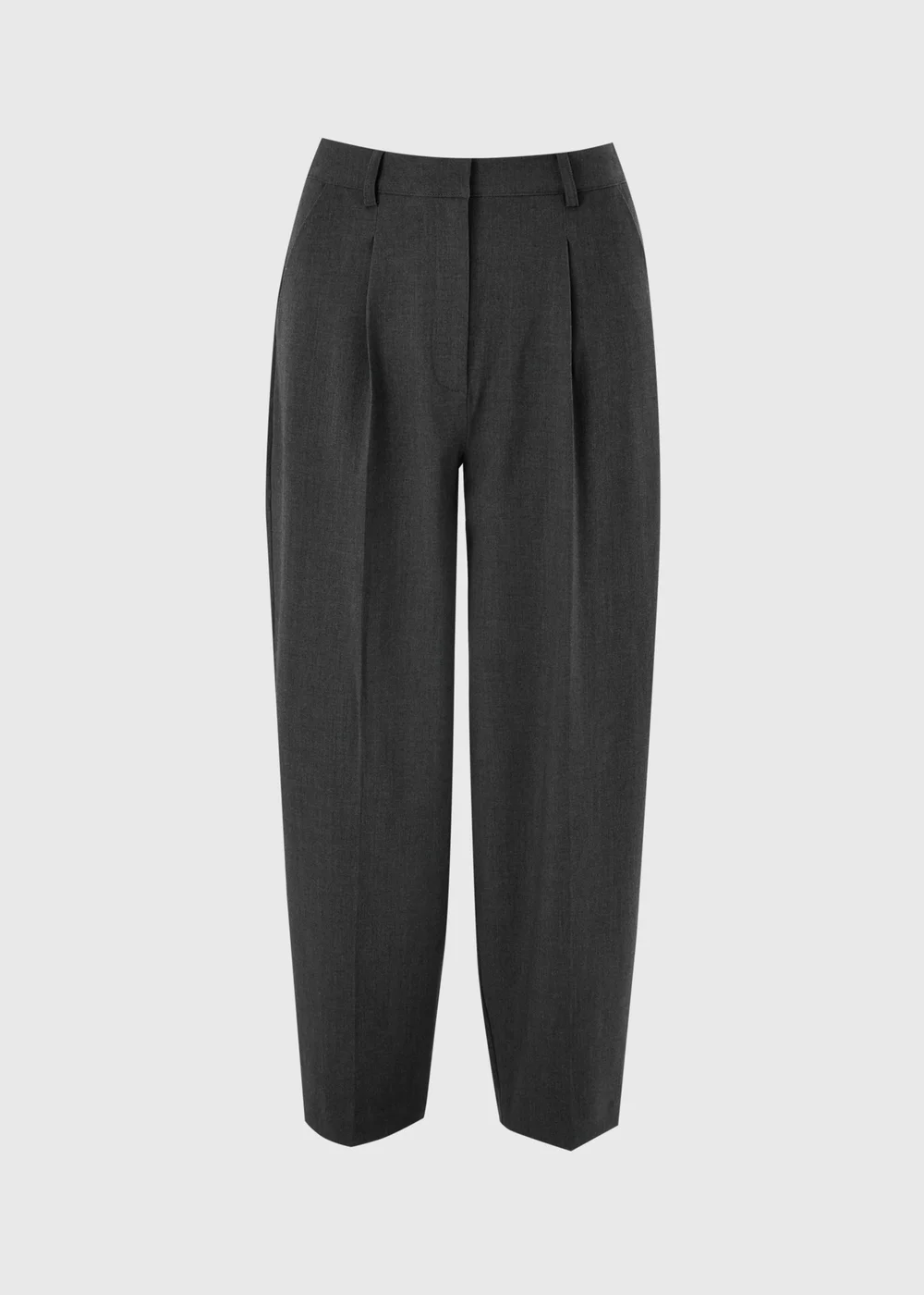 Petite Dark Grey Barrel Leg Trousers - 8/L27 Image 5