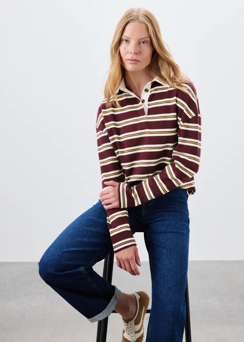 Burgundy Stripe Rugby T-Shirt - 8 Image 1