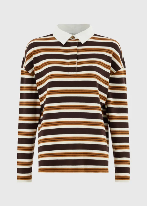 Chocolate Brown Striped Rugby Top - 8 Image 5