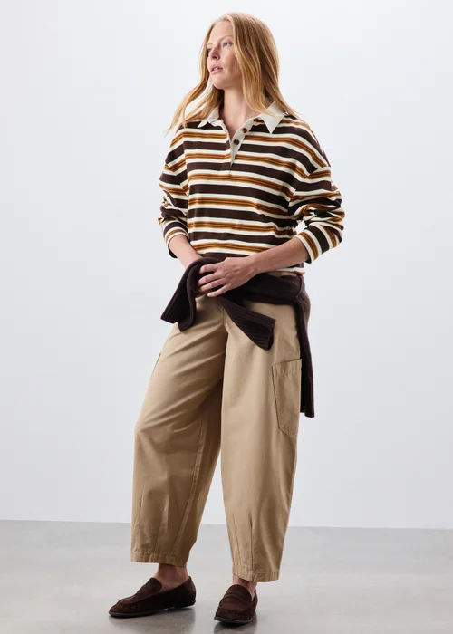 Chocolate Brown Striped Rugby Top - 8 Image 4