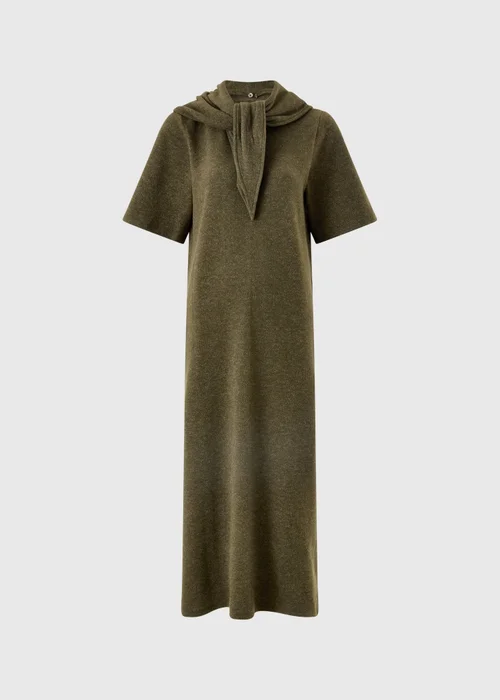 Khaki Scarf Neck Cosy Midaxi Dress - 8 Image 2