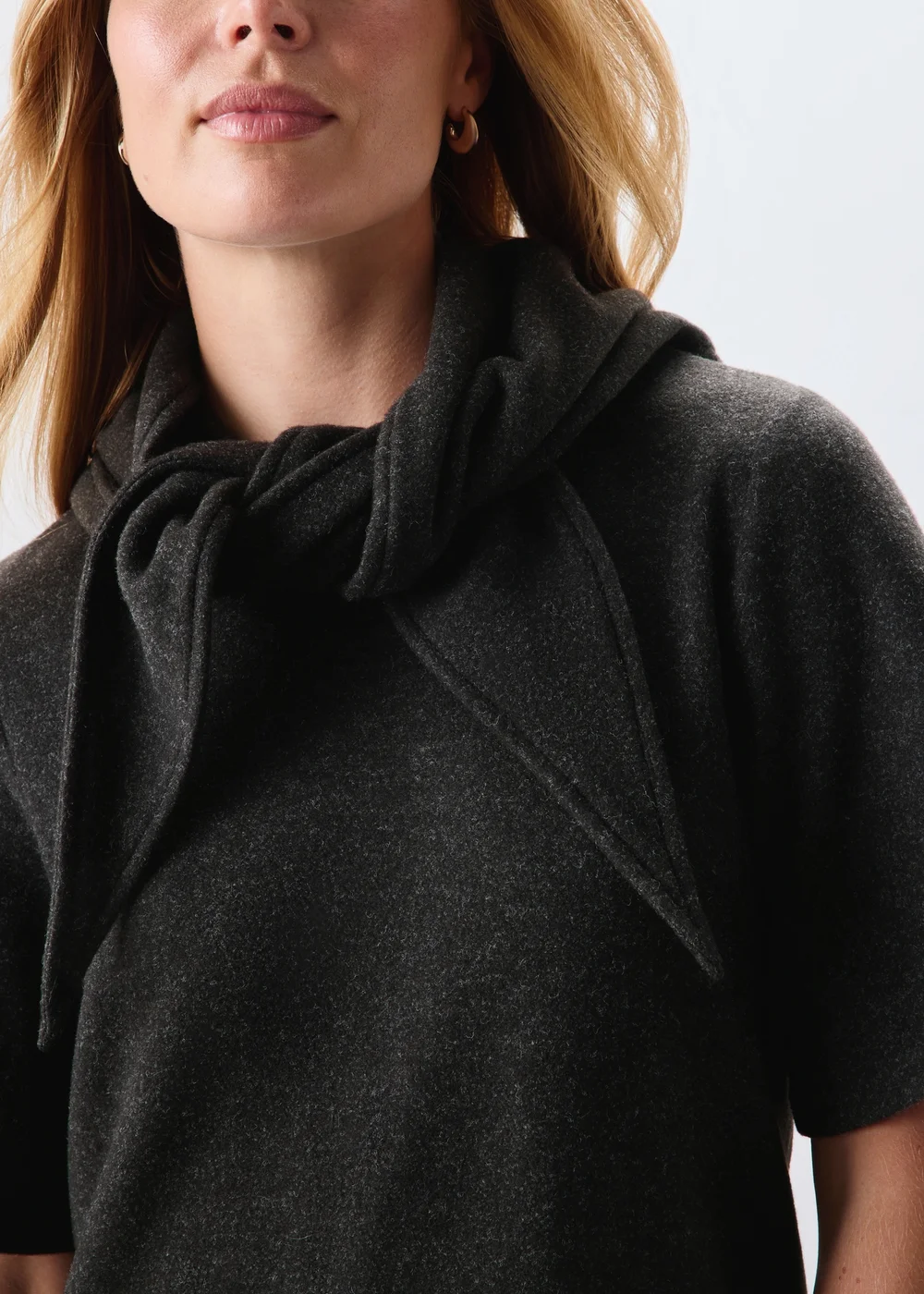 Grey Scarf Neck Detail Dress - 8 Image 1
