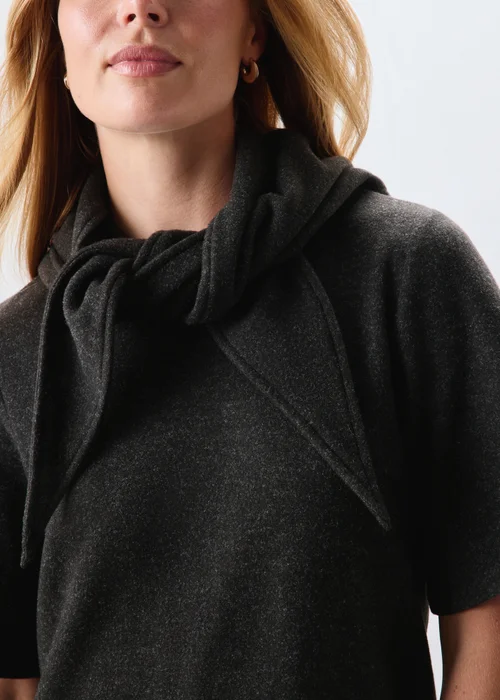 Grey Scarf Neck Detail Dress - 8 Image 1