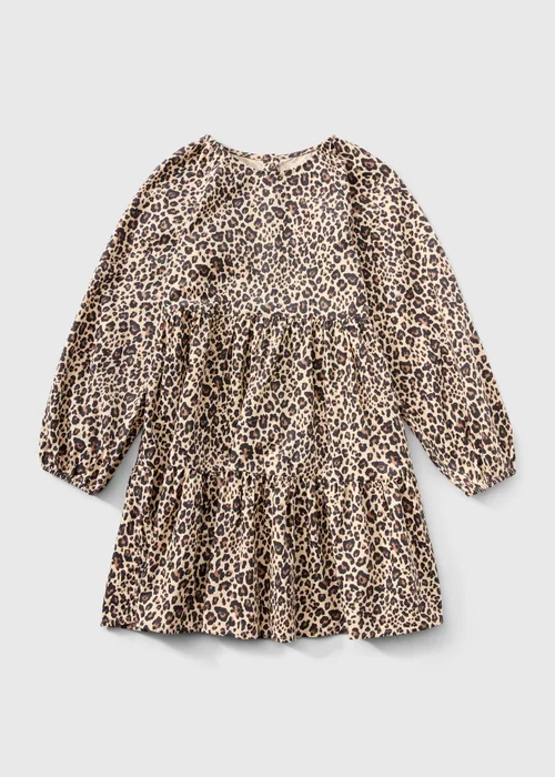 Girls Brown Leopard Print Dress (7-15yrs) - 7 Yrs Image 1