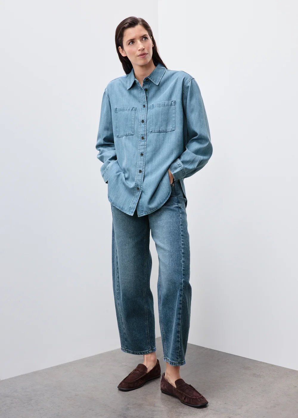 Denim Mid Blue Pocket Shirt - 12 Image 1
