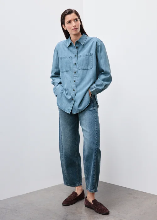 Denim Mid Blue Pocket Shirt - 12 Image 1