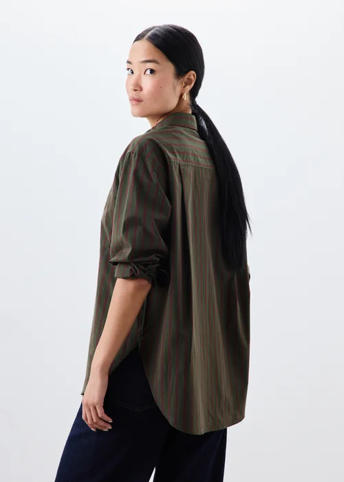 Khaki Green Striped Shirt - 8 Image 2