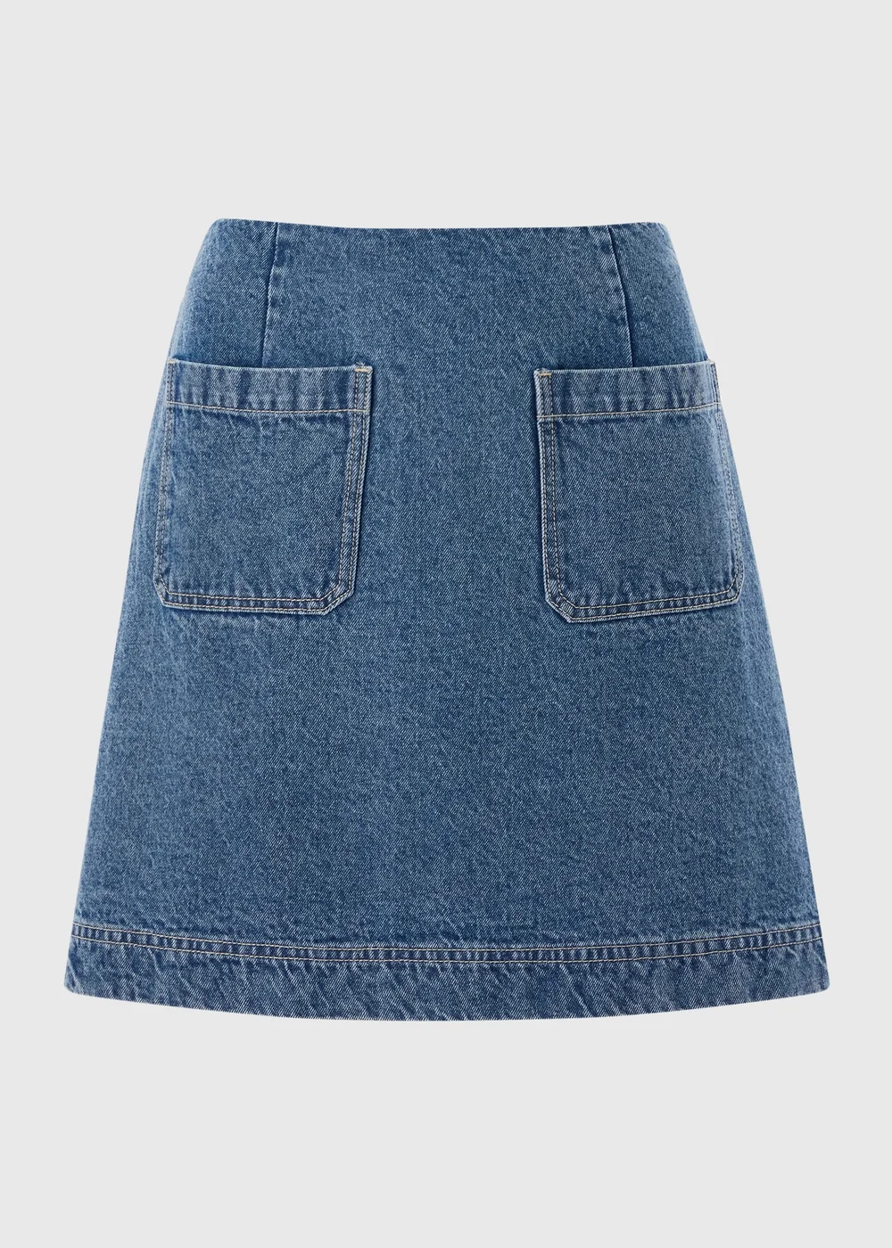 Mid Wash Double Pocket Denim Mini Skirt - 8 Image 4
