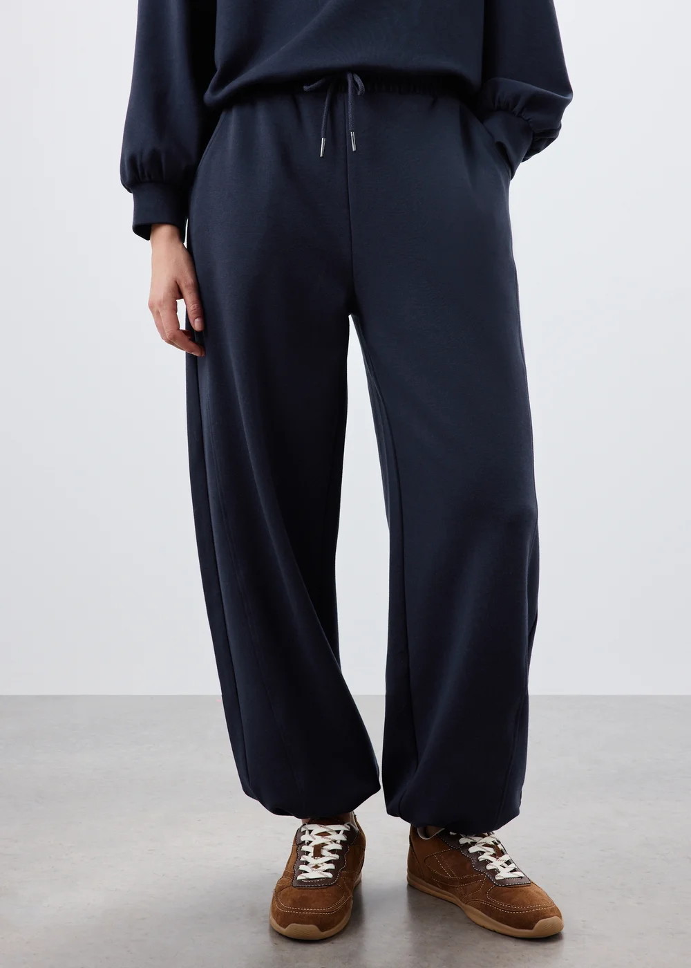 Navy Barrel Leg Co Ord Jogging Bottoms - 8 Image 1