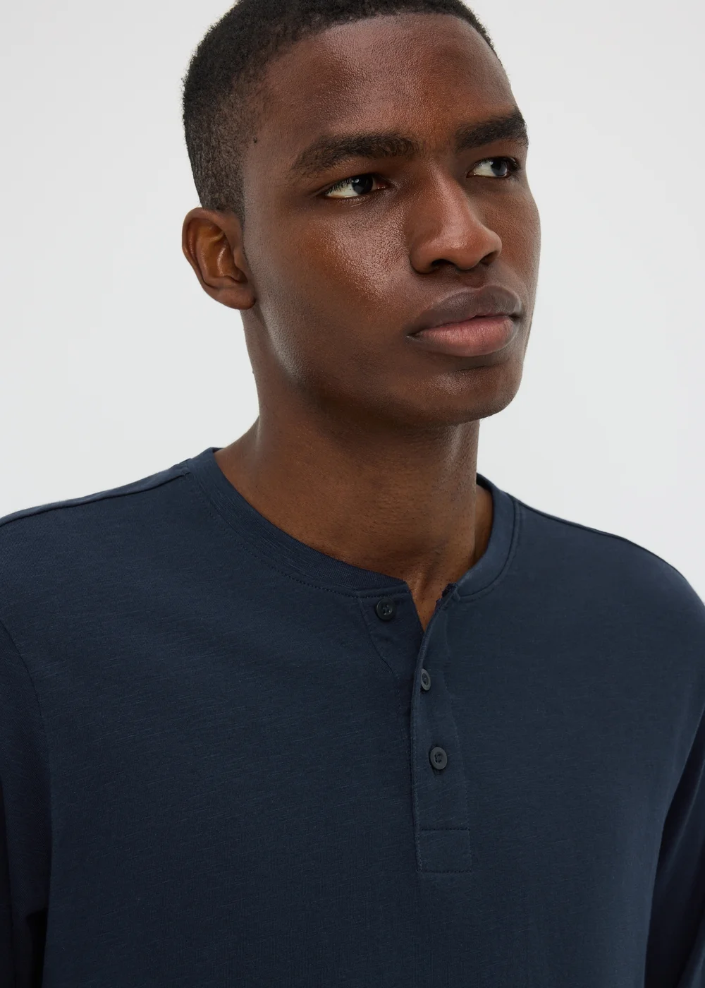 Navy Long Sleeve Grandad T-Shirt - XS Image 1