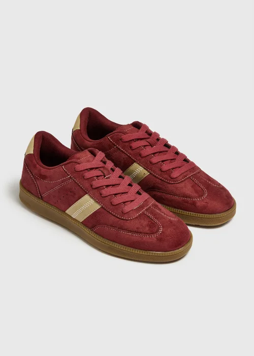 Burgundy Retro Trainers - 3 Image 1