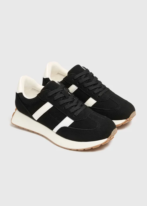 Black Retro Runner Trainers - 3 Image 1